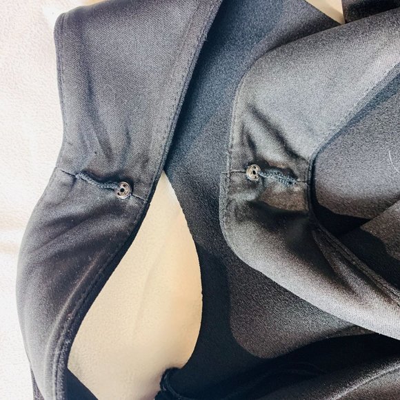 Adrianna Papell Women's Dress Size 2 Black Crepe Satin Bow Back Long Gown 6 - Picture 8 of 10